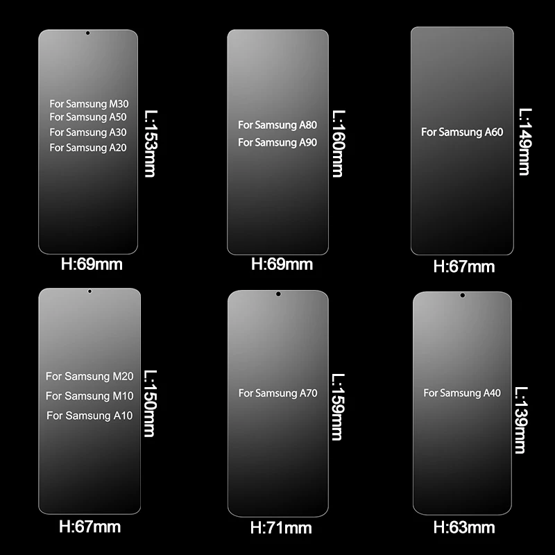 Закаленное стекло для Samsung Galaxy A10 A50 A20 A30 Защитное экрана A20e A40 A90 A80 A70 A60