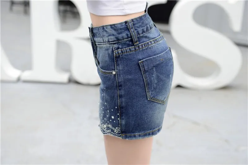 Women Summer Denim Shorts Skirts Embroidery Diamond Korean Plus Size Ladies Jeans Shorts Female Casual Fashion Blue Streetwear
