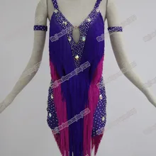 Топ продаж! Латинские танцы платье, бальные платья Одежда для танцев DMC камни Латинская Сальса Танго конкурс Танцы платье реального перо l-1407