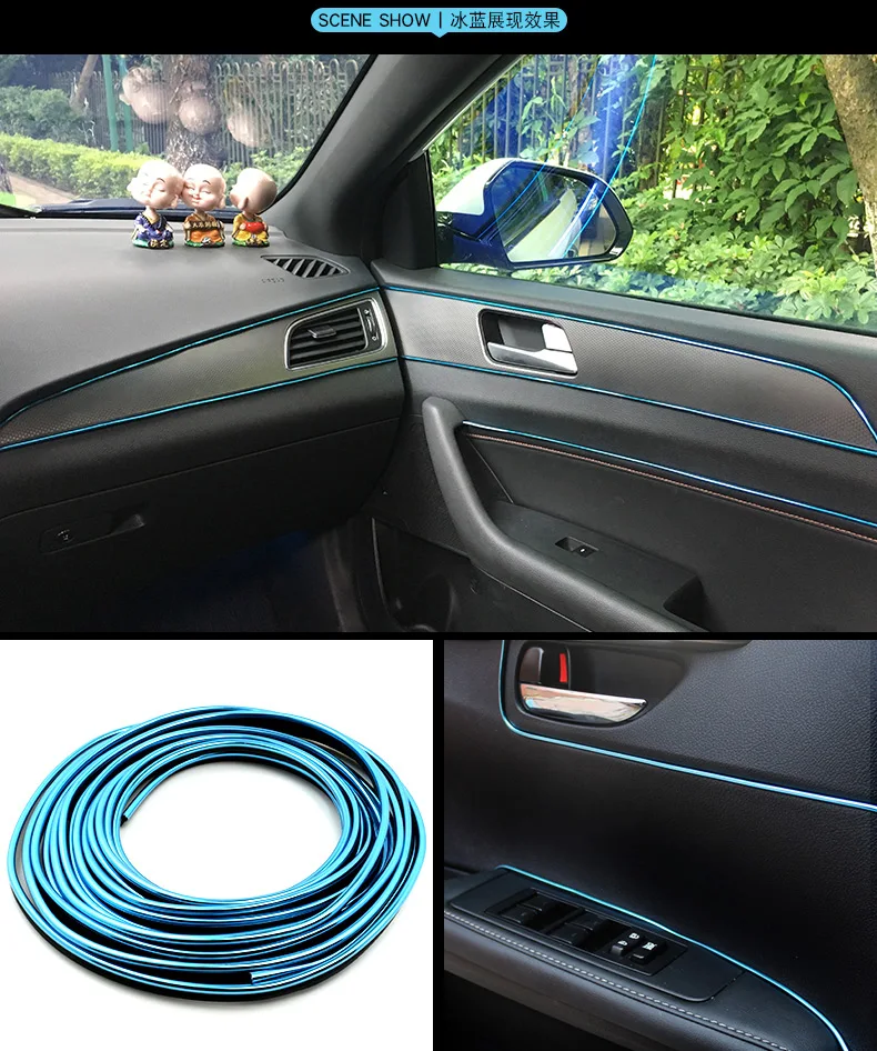 

5M Car-Styling Interior Decoration Strips Moulding Trim Dashboard Door Edge Universal For Cars Auto Accessories color Mouldings