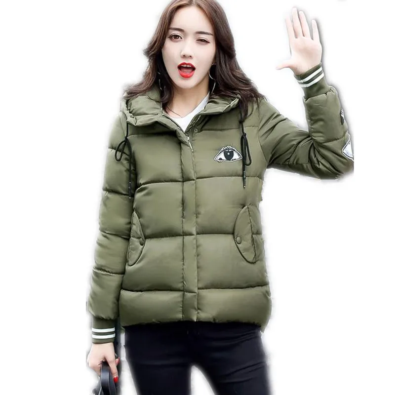 

2017Fashion Winter&Autumn Women Down Cotton Short Jacket Parka Female Hooded Size M-2XL Outerwear Patch Design Cotton CoatCQ484