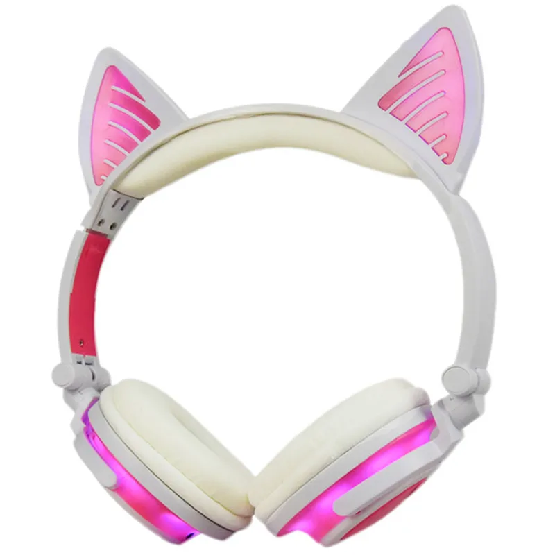 Наушники Bluetooth Беспроводные гарнитуры Складные дети LIMSON Наушники Cat Ear Light Up 3,5 мм Штекерный кабель с микрофоном Совместимость с iPhones iPad Laptop BBL108