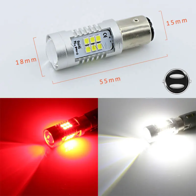 Пара Красный Белый 1157 P215 Вт Светодиодный Bay15d S25 21SMD Высокая мощность Автомобильный светодиодный стоп-сигнал стояночный DRL светильник (art.: 7a489cb2e) - 7a489cb2e