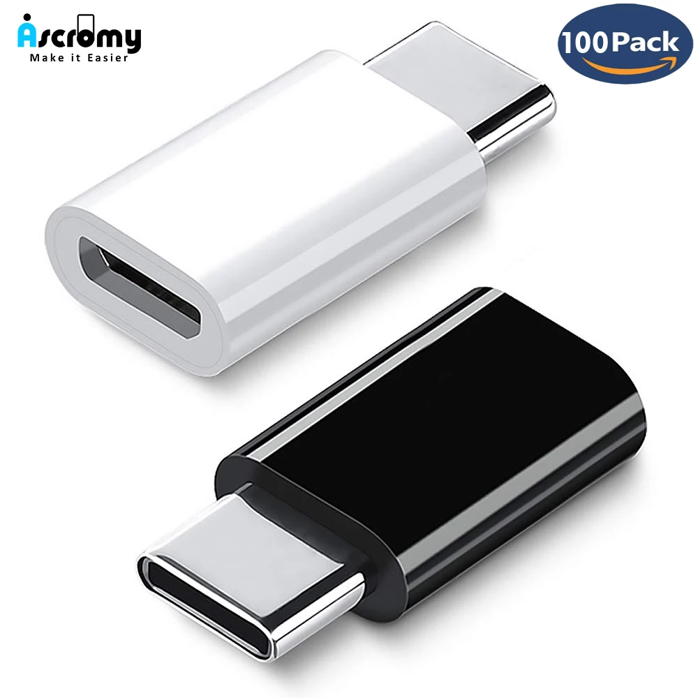

Ascromy 100PCS USB Type C Adapter Micro USB to USB-C Data Sync Charger Cable Connector For Huawei P20 P30 Pro samsung s9 s8 s10