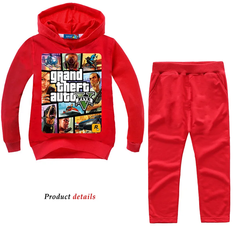 

YLS 2-14Years Grand Theft Auto Gta V 5 Clothing Set Hoodie and Pants Sets Toddler Boys Clothing Kids Tracksuit Sportsuit Outfit