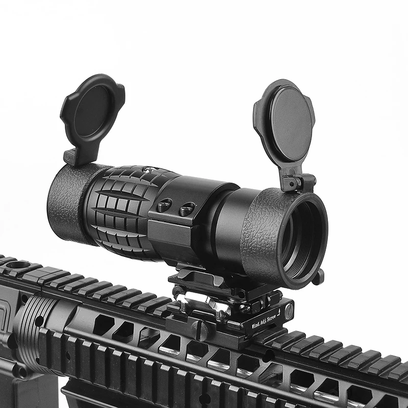 

Tactical 30mm 3X Magnifier Scopes Optics Focus Adjusted Fits Red Dot Sight with Picatinny Weaver Rail Mount With Covers