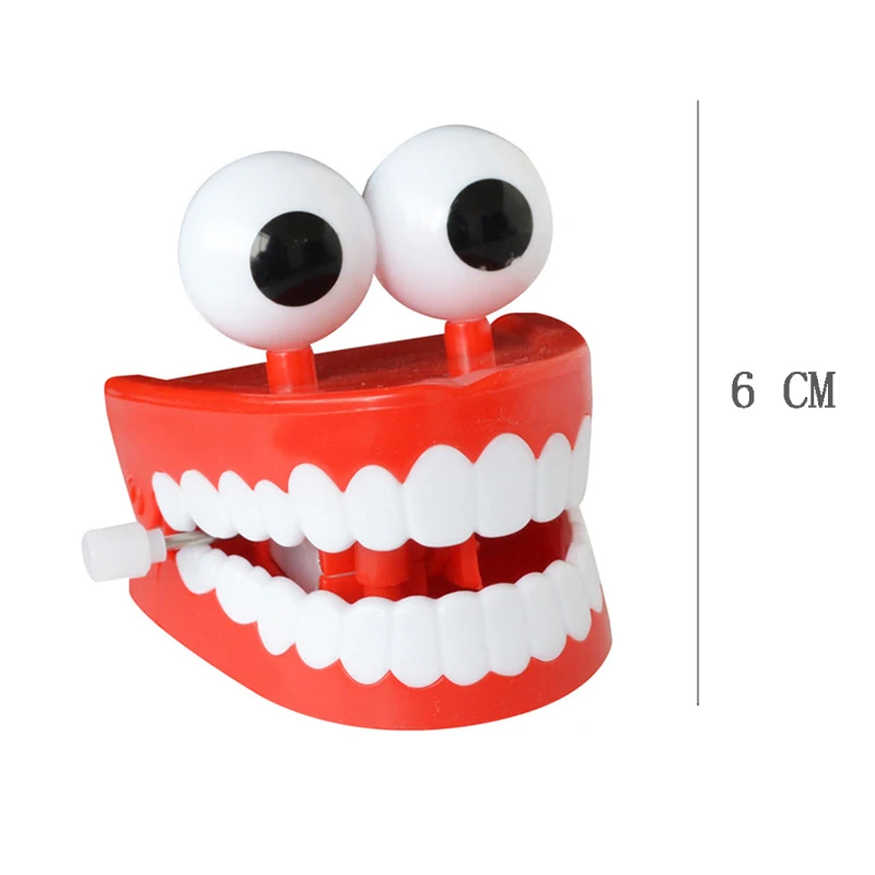 Novelty Dentures Clockwork Fun Toy Teeth Clockwork Beating On The Chain Classic Toys Halloween Funny Teeth Model Toys Kids Gifts