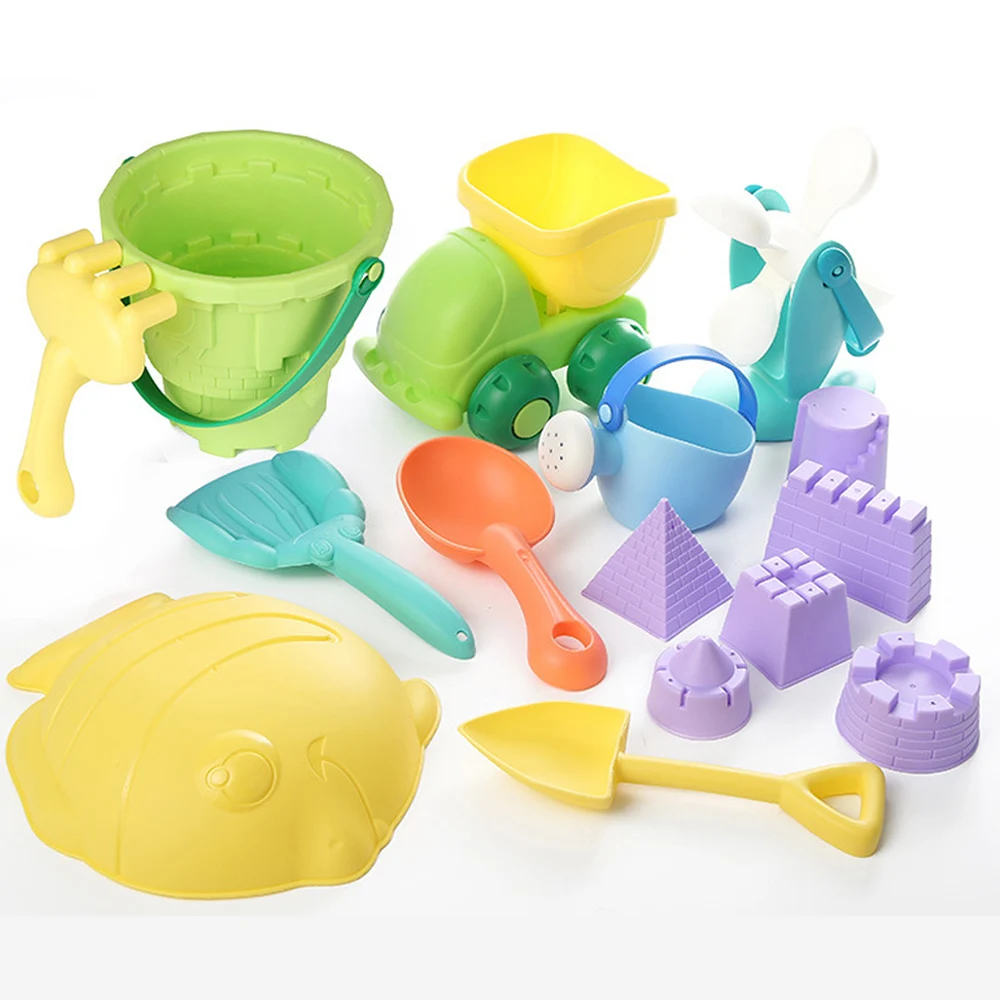 Ideal  Soft Silicone Beach Sand Toys for Children SandBox Set Kit Sea Sand Bucket Rake Hourglass Water Tab