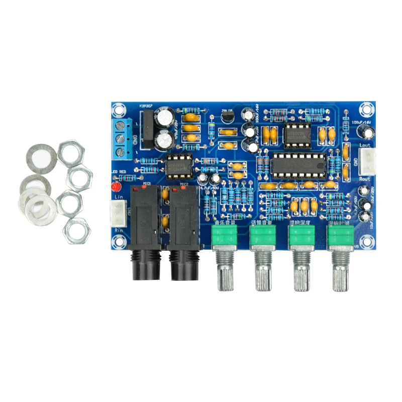 Двойная Плата усилителя микрофона AC12V PT2399 плата для реверберации караоке модуль