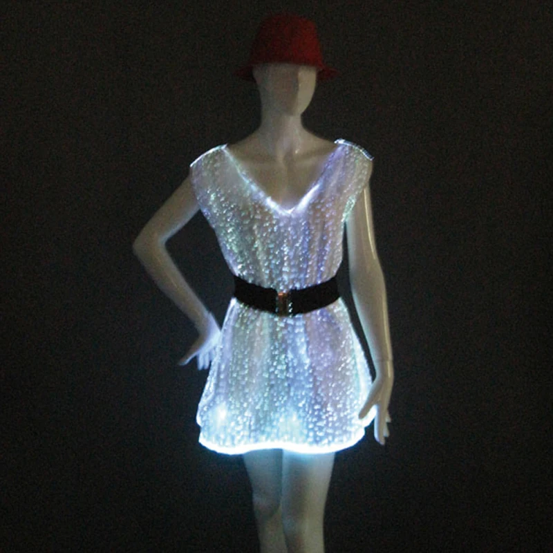 2017 fiber optical LED dress women costume luminous clothing Carnival