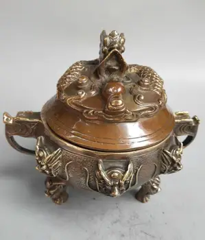 

Chinese pure brass nine dragon Incense burner
