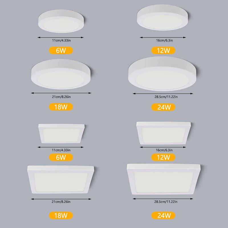 Светодиодный потолочный светильник, современный светильник, гостиная, спальня, кухня, прихожая, простая Поверхностная панель с креплениями, свет 6 Вт/12 Вт/18 Вт/24 Вт