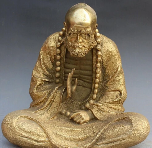 

Fast shipping 12" Tibet Buddhism Temple Bronze Arhat Damo Bodhidharma Dharma Buddha Statue