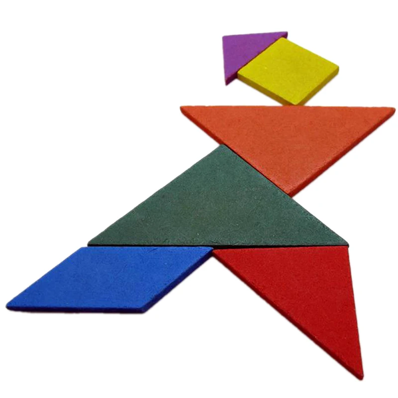 Деревянные Tangram 7 частей головоломки красочный квадрат IQ игры головоломки интеллектуальные Обучающие игрушки для детей