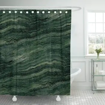 

Shower Curtain with Hooks Stone Green Marble Abstract Modern Emerald Onyx Rock Wall Agate Bright Decorative Bathroom