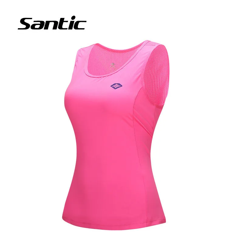 Santic Women Cycling Jersey Pink Sleeveless Road Mountain Bike Jersey