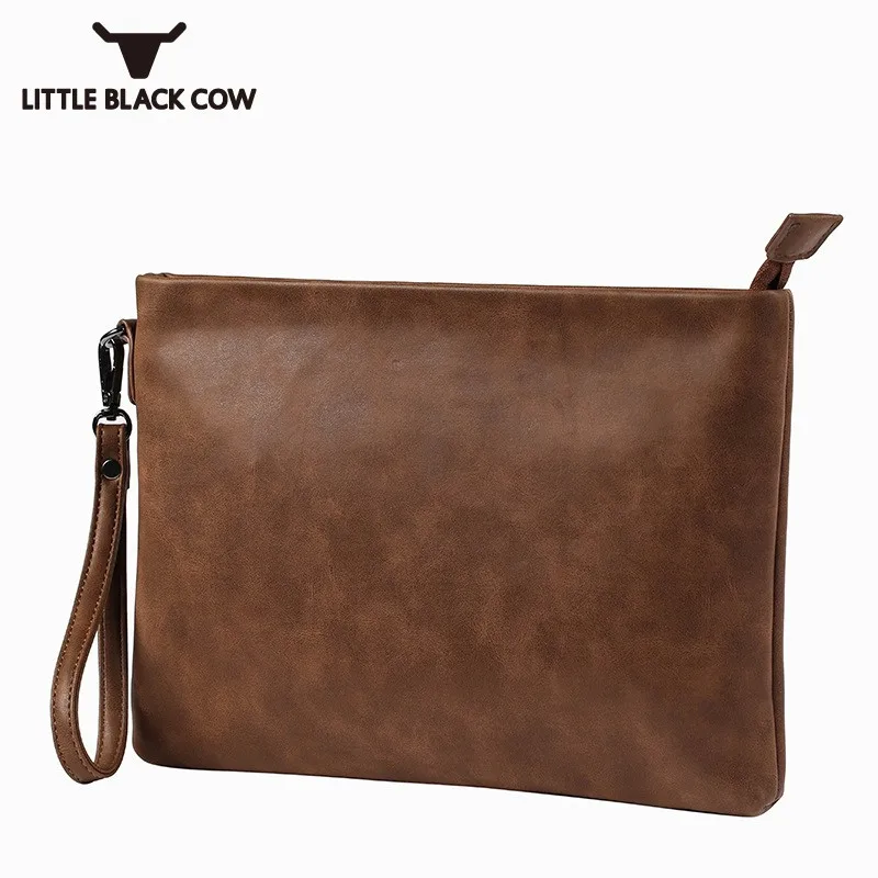 

Fashion Runway Mens Business Envelope Cluth Bag Pu Leather File Packet Office Work Handbag Softshell Laptop Packing Male Bag