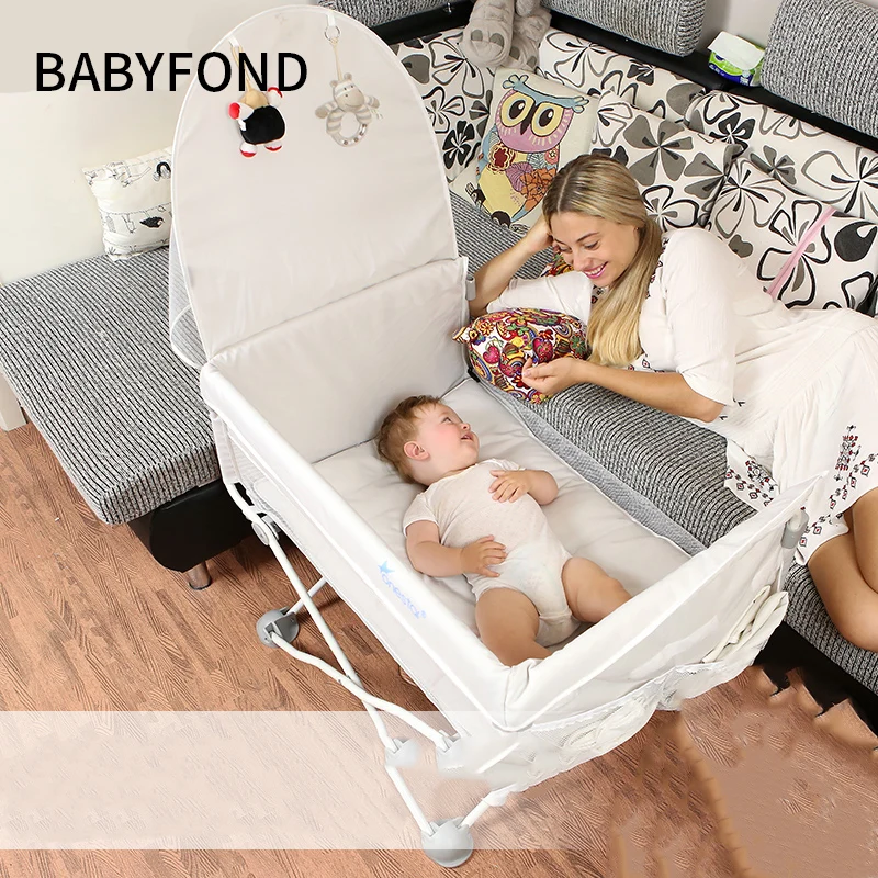 

Portable Newborn Baby Bed Multifunctional Folding Travel Small Bb With Mosquito Net Splicing Bedside babyfond