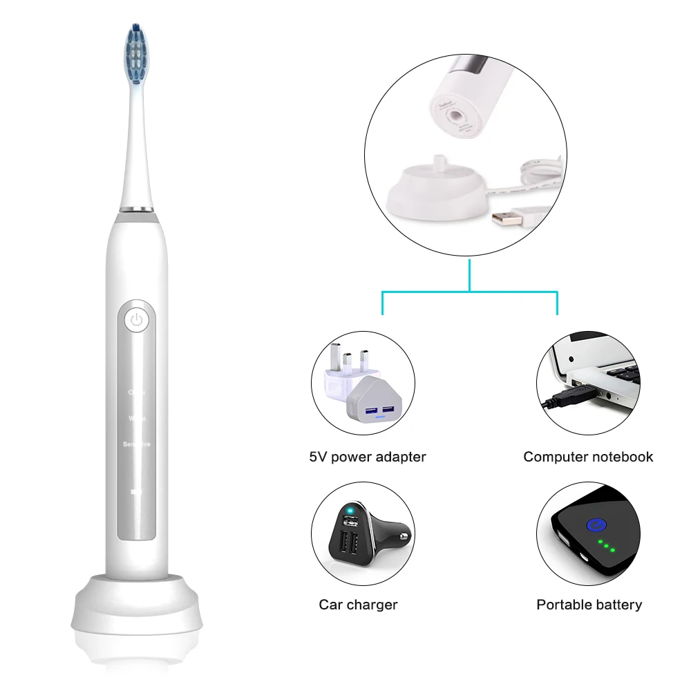 Sonic ool 051B ультра звуковая электрическая зубная щетка USB перезаряжаемая 31000 об/мин звуковая электрическая зубная щетка Водонепроницаемая версия ЕС/США