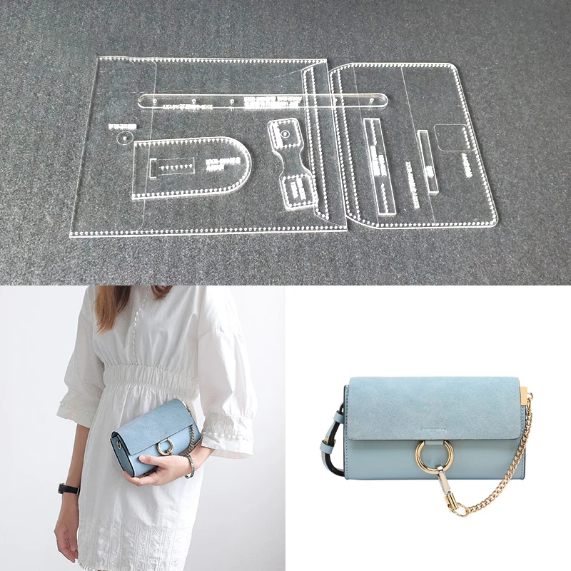 

1set Acrylic Template Pattern for Handbag Shoulder Bag Soft Leather Craft Pattern DIY Bag Stencil Sewing Pattern 18.5x11x5cm