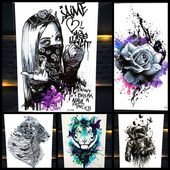 

Shadow Girl Flash Temporary Tattoo Women Body ARt Arm Tatoo Sleeve 21x15CM Sexy Fake Waterproof Removable Tattoo Tiger Designs