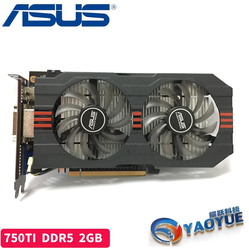 Видеокарты Asus GTX750TI OC 2GD5 для компьютера графическая карта DDR5 настольного ПК 128 бит
