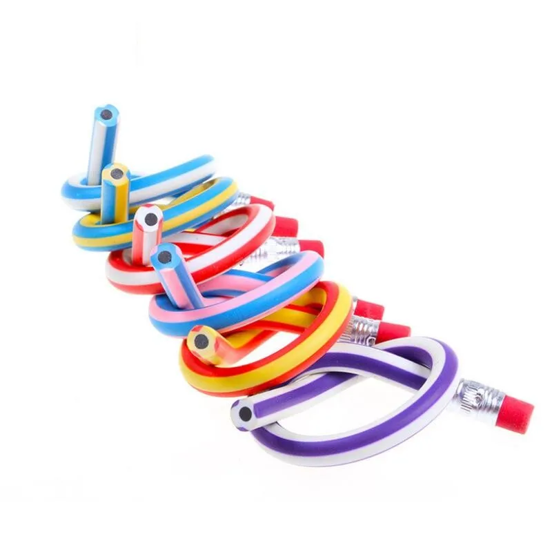 

5 PCS Creative Magic Korea Stationery Colorful Magic Bendy Flexible Soft Pencil with Eraser Student Learning School Office Use