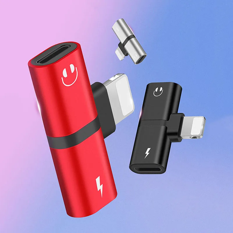 

LinXiang Portable 2 In 1Mini Earphone Audio Charger Dual Ports Connector Phone Adapter For Dual Lightning Jack iPhone