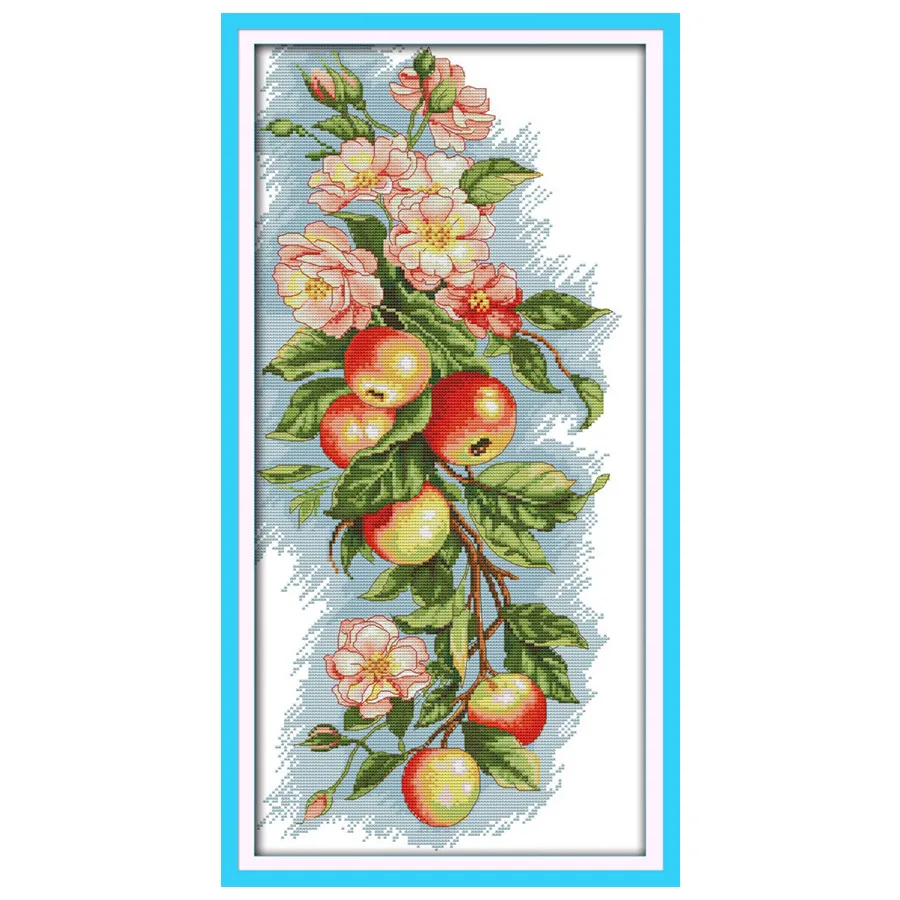 

Flowers and Apples DIY Decor Painting Counted Print On Canvas DMC 14CT 11CT Chinese Cross Stitch Needlework Sets Cross-stitch