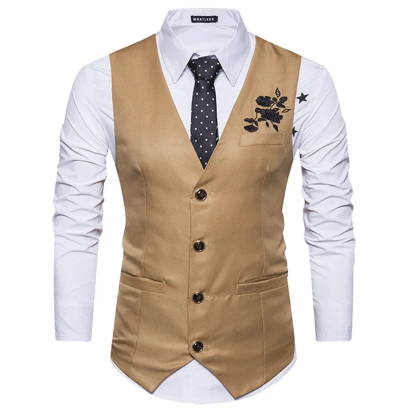New chest embroidery, men's vest, waistcoat, vest, M28in Vests from
