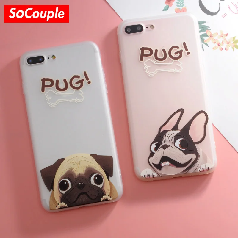 

SoCouple French Bulldog Pattern Soft Silicone Phone Case Cover for Iphone 6 6s 7 8 X 6/7/8plus Funny Cool Cute Dog Coque
