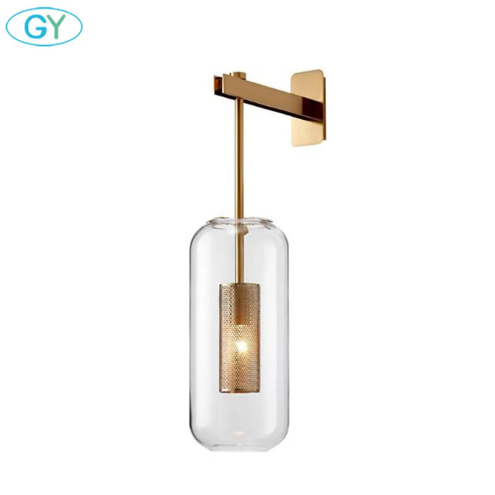 Loft Vintage Industrial Edison Wall lights Clear Glass Lampshade Antique black bronze Wall sconces lighting modern lantern lamp
