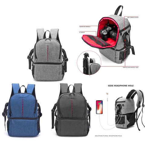 Câmera ao ar Bolsa de Foto Case para Câmera Mochila de Vídeo Livre Impermeável Digital Mochila Multi-funcional Câmera Dslr Bolsa