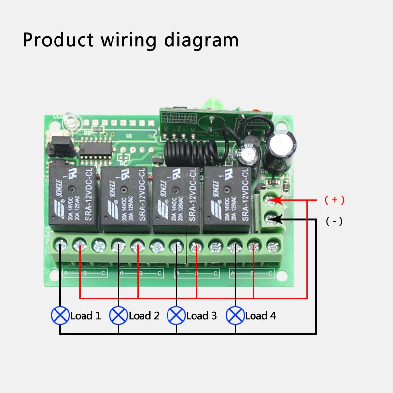433Mhz Universal Wireless Remote Control Switch DC 12V 4CH relay Receiver Module With 4 channel RF Remote 433 Mhz Transmitter