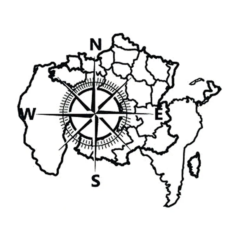 

30cm*25.6cm NSWE Fashion Map Compass Rose Nautical Navigate Ship Ocean Car Sticker Vinyl Decals S6-3543