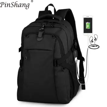 

PinShang Oxford Backpack Double-shoulder Fashion Bag Wear-resistant Backpack Computer Bag with USB Port Bags for Men Women ZK30