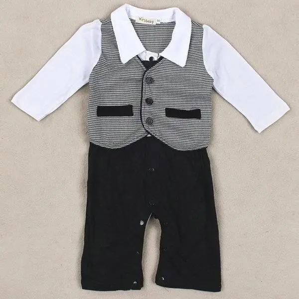 Милый хлопковый комбинезон для маленьких мальчиков, 1 предмет, комбинезон, боди, одежда, От 1 до 3 лет - Цвет: Черный