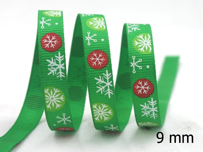 

[IuBuFiGo] New 3/8" 9mm Green with Red Christmas Ribbon Printed Grosgrain Festival Tape,Hair bows 100 yards/roll Free shipping