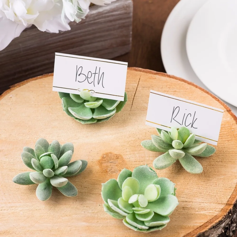 

100pcs/Lot+Natural Design Green Succulent Place Card Holders/Table Number Holder Wedding&Bridal Shower Favors+FREE SHIPPING