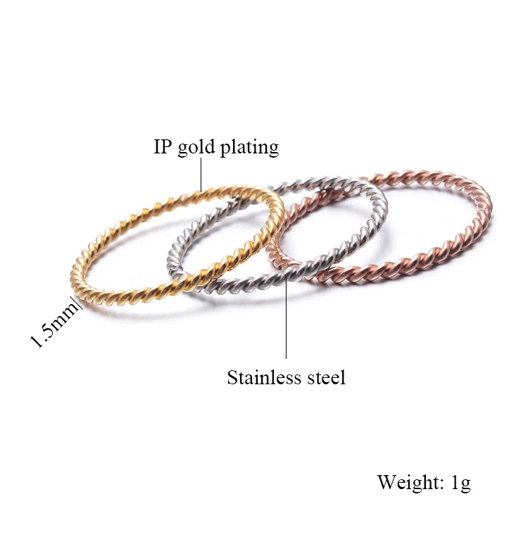 Женское модное маленькое кольцо серебряного розового золотистого цвета скрученный кольцо из нержавеющей стали для женщин обручальное кольцо