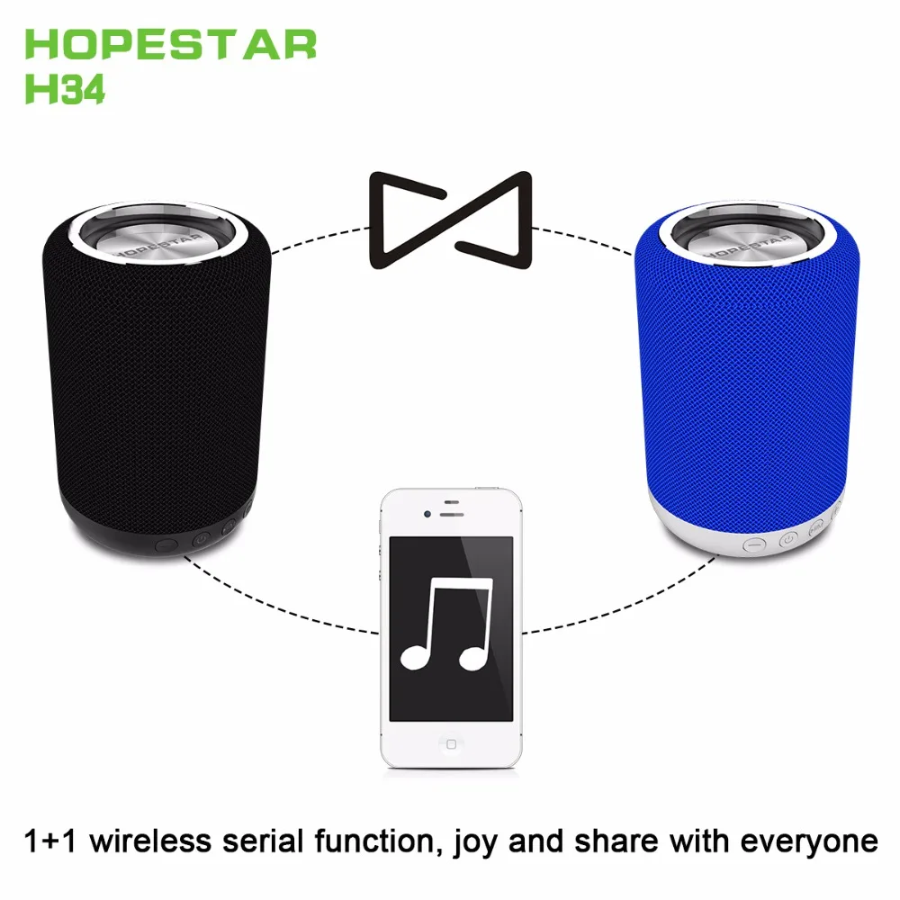 HOPESTAR H34 Мини Bluetooth динамик Портативный беспроводной водонепроницаемый Handfree громкоговоритель стерео MP3-плеер Поддержка USB TF FM AUX