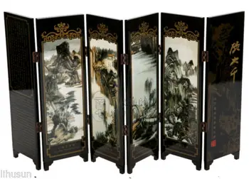 

China collection Lacquer ware painting beauty folding screen- Unique Romance