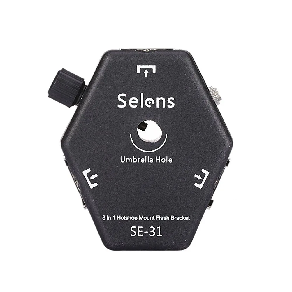 Selens SE 31 Black Flexible Universal 3 Way Hot Shoe Mount Light Stand Flash Bracket with
