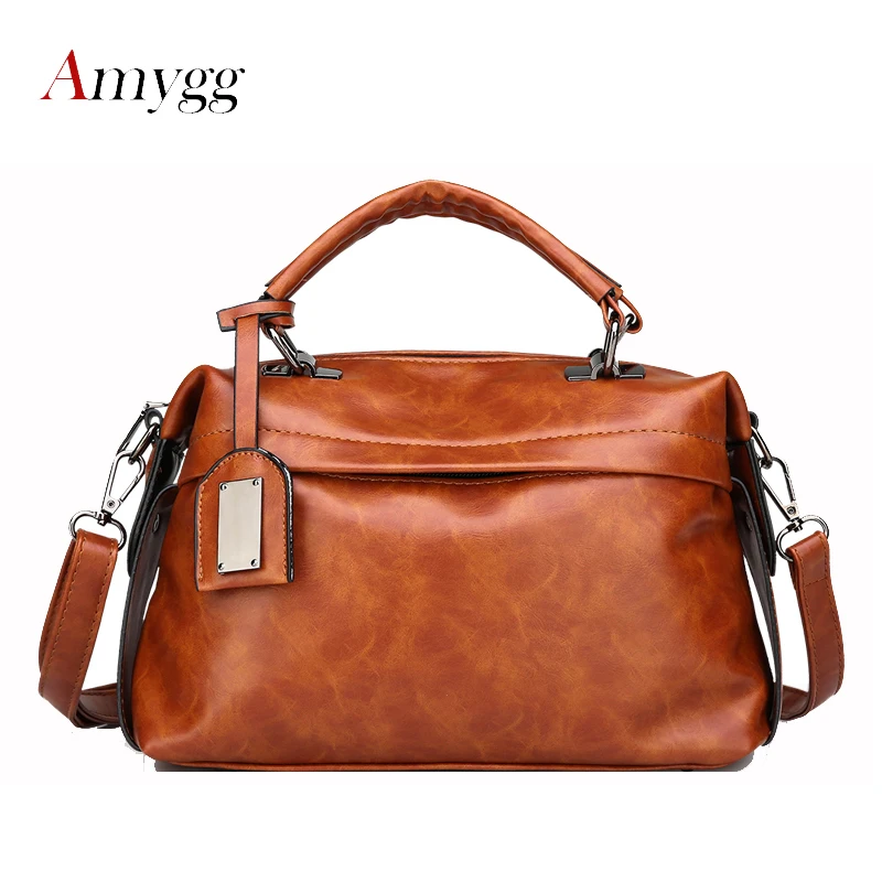 

Oil Wax Women Bag 2019 Vintage Shoulder Bag Women Handbags Soft Leather Crossbody Bags For Women Ladies Boston Bolsa Feminina