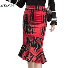 S-3XL 4XL Pint женские юбки Весна Лето Юбка-годе Высокая талия пакет бедра средней длины Jupe тонкая юбка девушка мода