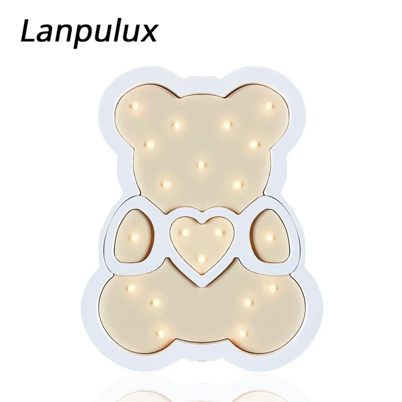 

Lanpulux Bear Shape Wooden Night Lights Lovely Cartoon Home Decoration Accessories Light Fixtures Children Bedroom Lighting