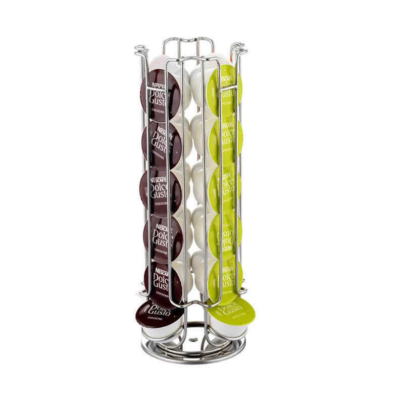 Rotatif chrome 24 capsule café pod support tower stand rack pour dolce gusto 
