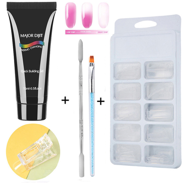Temperature Change Poly Nails Gel LED Clear UV Gel Varnish Nail Polish Art Kit Quick Building For Nails Extensions Gel