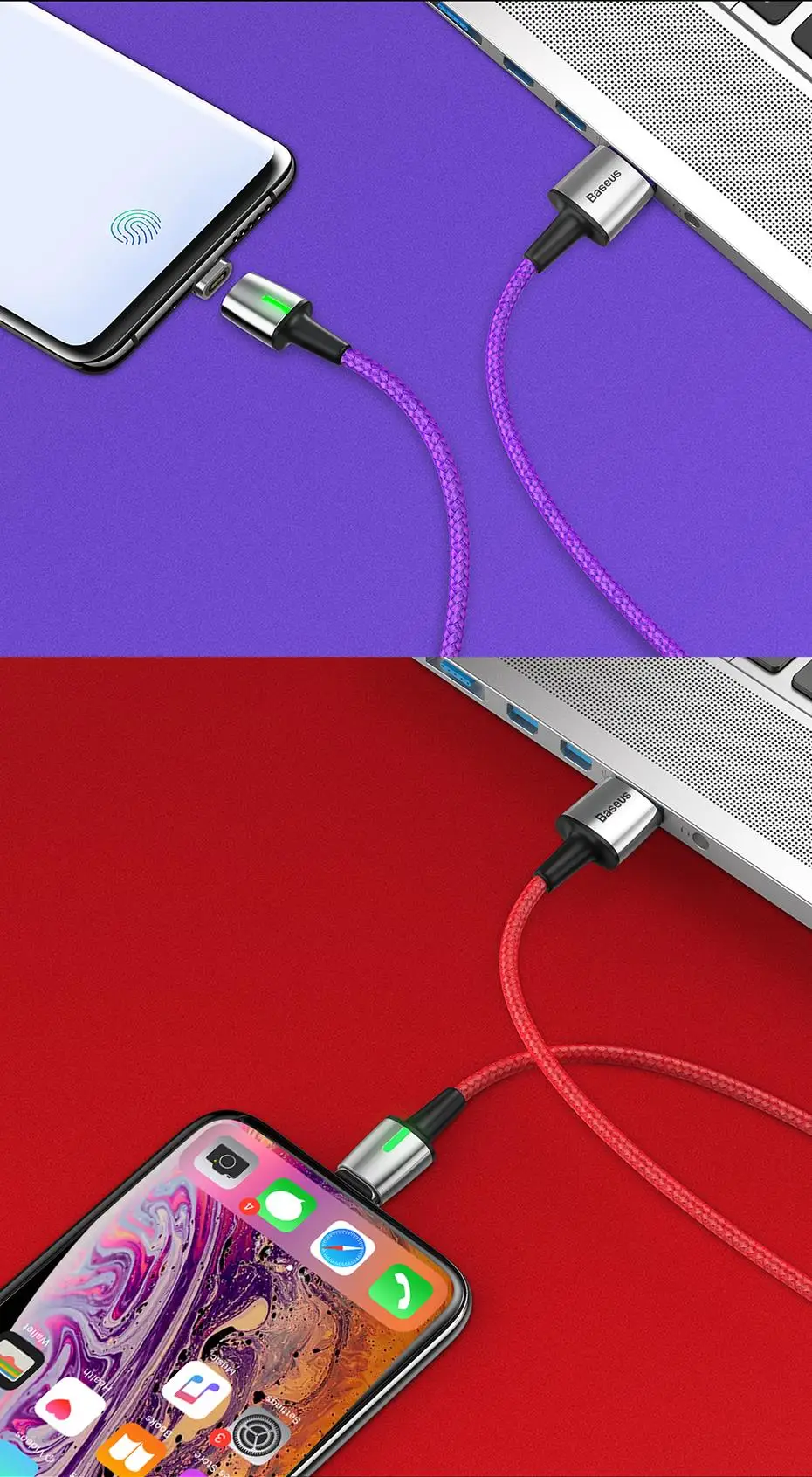 Магнитный Micro USB кабель Baseus для быстрой зарядки iPhone samsung, Магнитный зарядный адаптер usb type C, кабели для мобильных телефонов