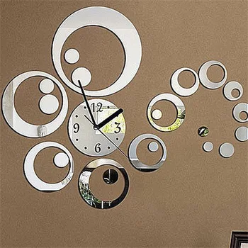 

6 Numbers Total Art Modern Luxury DIY Removable3D Acrylic Crystal Mirror Wall Clock Watch Wall Sticker Living Room Bedroom Decor